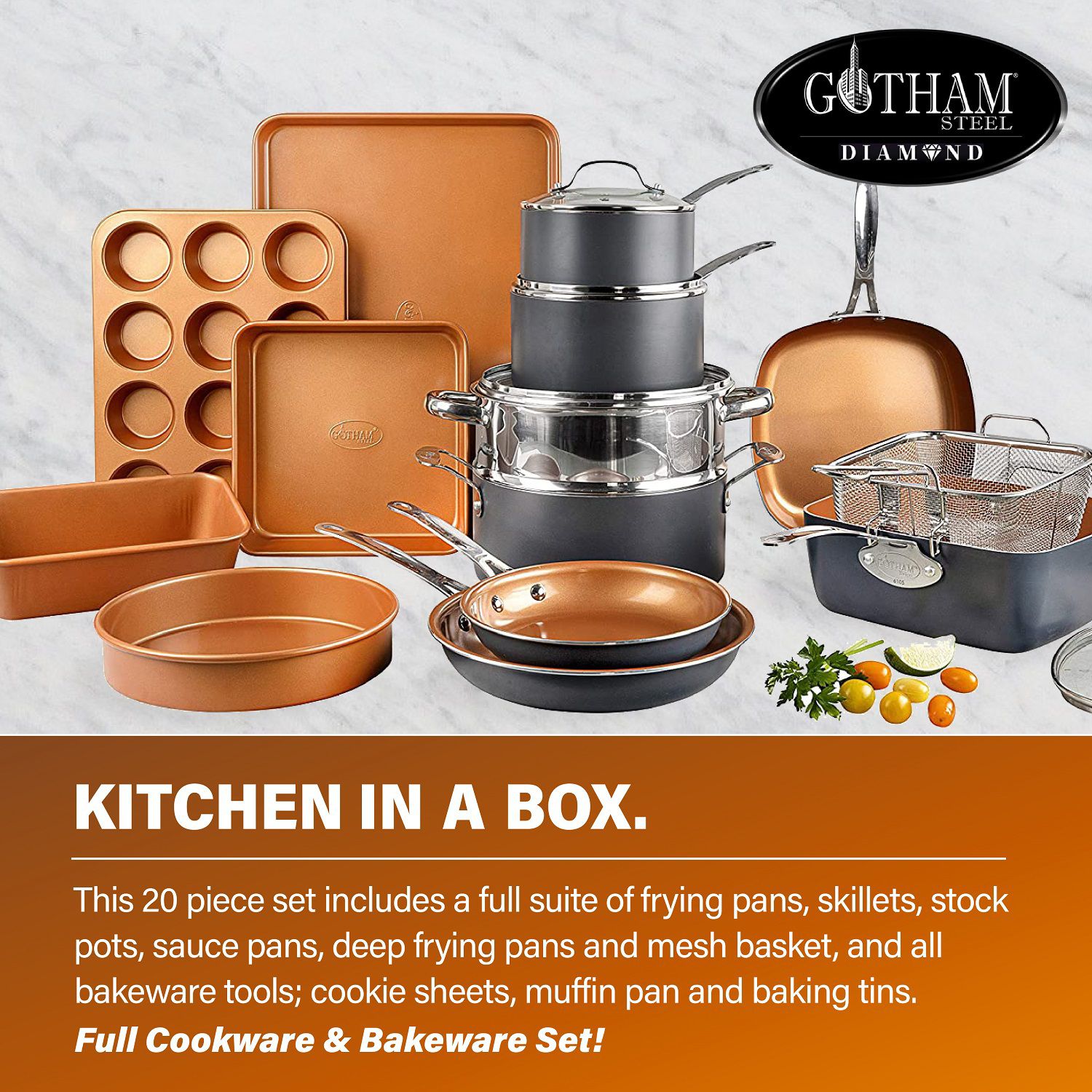 Gotham Steel 20-Piece Ti-Ceramic Nonstick Cookware & Bakeware Set