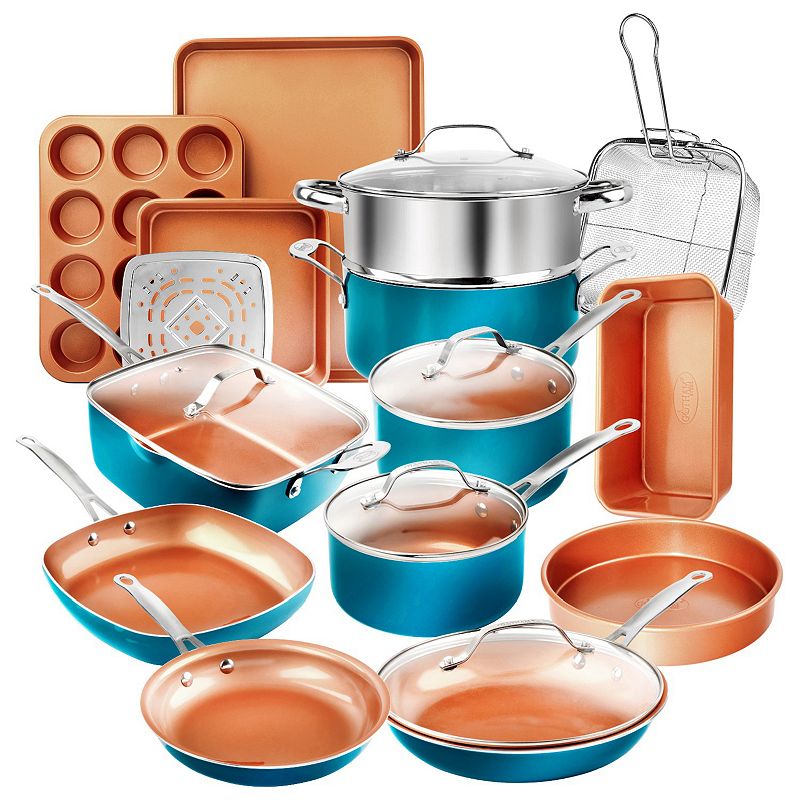 Gotham Steel - Non Stick Aluminum 20pc Complete Cookware and Bakeware Set - Turquoise