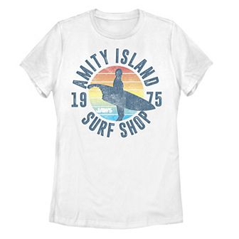 Juniors' Jaws Amity Island Surf Shop 1975 Retro Logo Graphic Tee