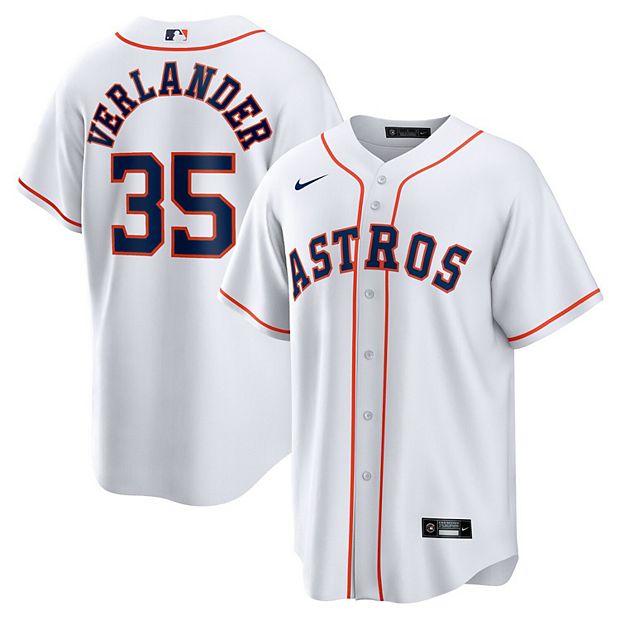 Mens NIKE Houston Astros JUSTIN VERLANDER Baseball Jersey WHITE –