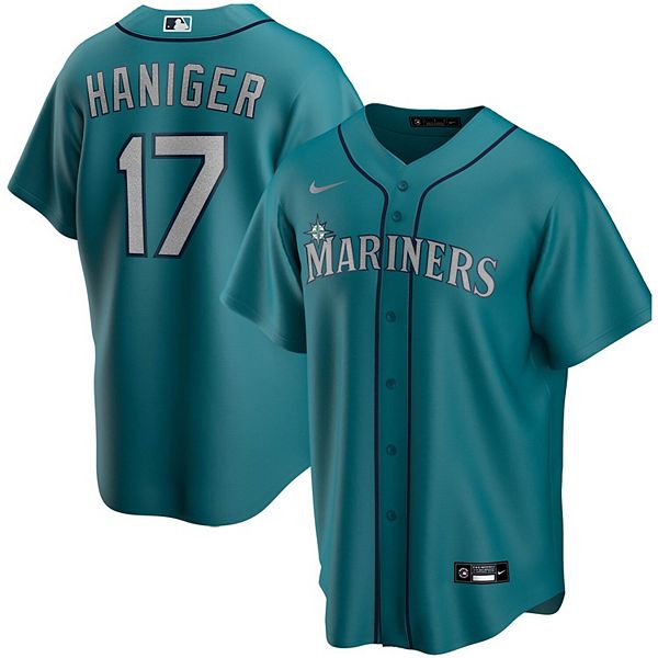 Men's Seattle Mariners Mitch Haniger Nike Aqua Name & Number T-Shirt