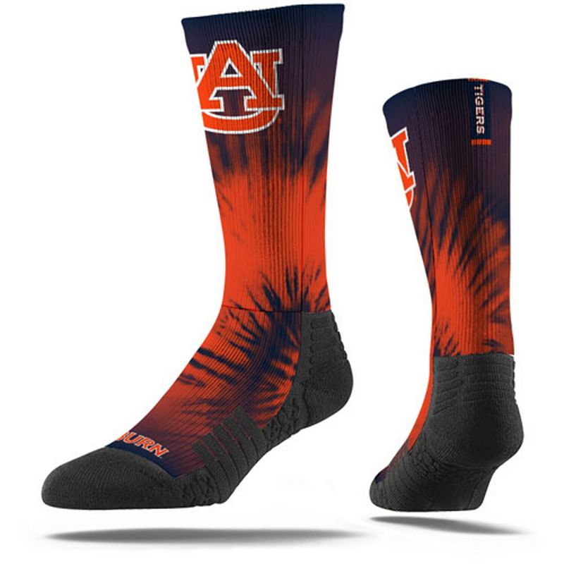 Mens Strideline Auburn Tigers Tye Dye Crew Socks, Size: Medium/Large, Oran