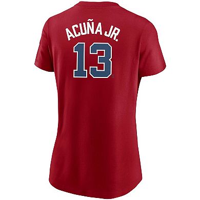 Women's Nike Ronald Acuna Jr. Red Atlanta Braves Name & Number T-Shirt