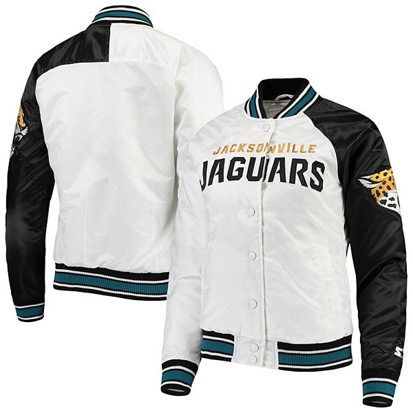 Women's Starter White/Black Jacksonville Jaguars Hometown Satin Full-Snap  Jacket