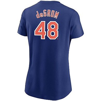 Women's Nike Jacob deGrom Royal New York Mets Name & Number T-Shirt