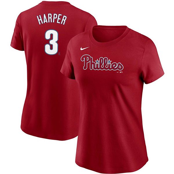 Women's Fanatics Branded Red Philadelphia Phillies Diva Jersey V-Neck T- Shirt 