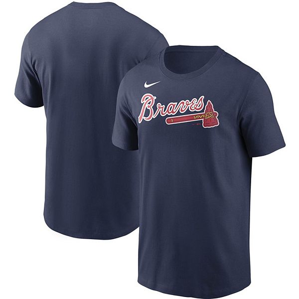 Men's Nike Navy Atlanta Braves Team Wordmark T-Shirt