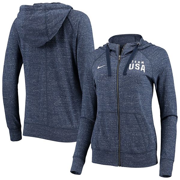 Women's Nike Heathered Navy Team USA Wordmark Gym Vintage Team Full-Zip ...