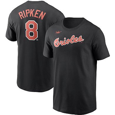 Men's Nike Cal Ripken Jr. Black Baltimore Orioles Cooperstown Collection Name & Number T-Shirt