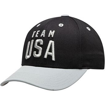 Youth Black/Gray Team USA Latitude Two-Tone Structured Adjustable Snapback Hat