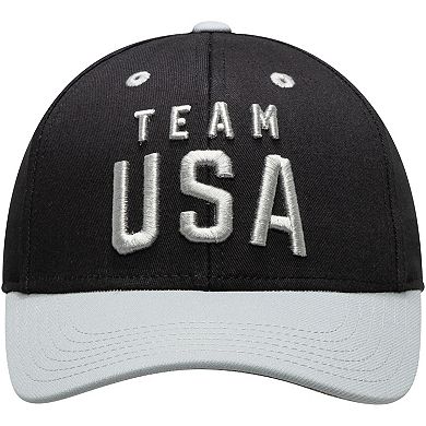 Youth Black/Gray Team USA Latitude Two-Tone Structured Adjustable Snapback Hat