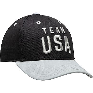 Youth Black/Gray Team USA Latitude Two-Tone Structured Adjustable Snapback Hat