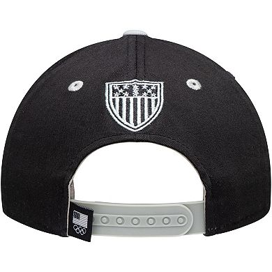 Youth Black/Gray Team USA Latitude Two-Tone Structured Adjustable Snapback Hat