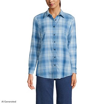 Petite Lands' End Flannel Boyfriend Shirt