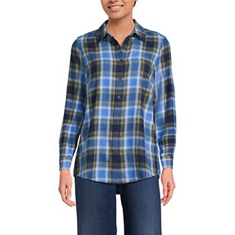 Petite Lands' End Flannel Boyfriend Shirt