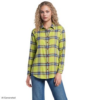 Petite Lands' End Flannel Boyfriend Shirt