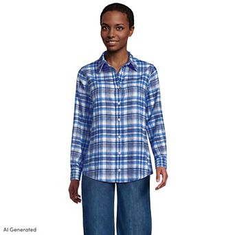 Petite Lands' End Flannel Boyfriend Shirt
