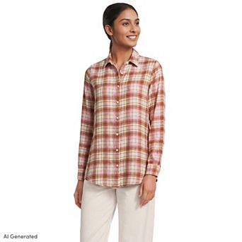 Petite Lands' End Flannel Boyfriend Shirt