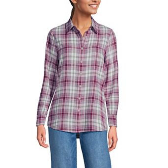 Petite Lands' End Flannel Boyfriend Shirt