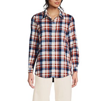Petite Lands' End Flannel Boyfriend Shirt