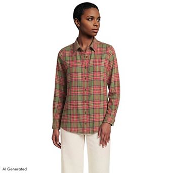 Petite Lands' End Flannel Boyfriend Shirt