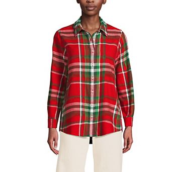 Petite Lands' End Flannel Boyfriend Shirt