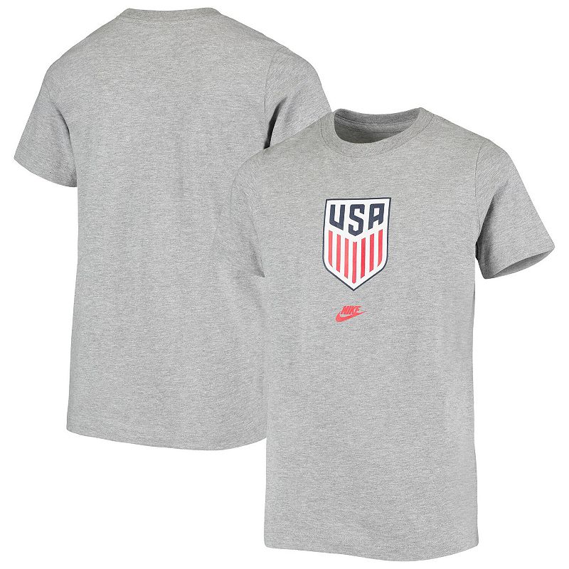 UPC 193657442122 product image for Youth Nike Gray US Soccer Evergreen Crest T-Shirt, Boy's, Size: YTH Medium, Grey | upcitemdb.com