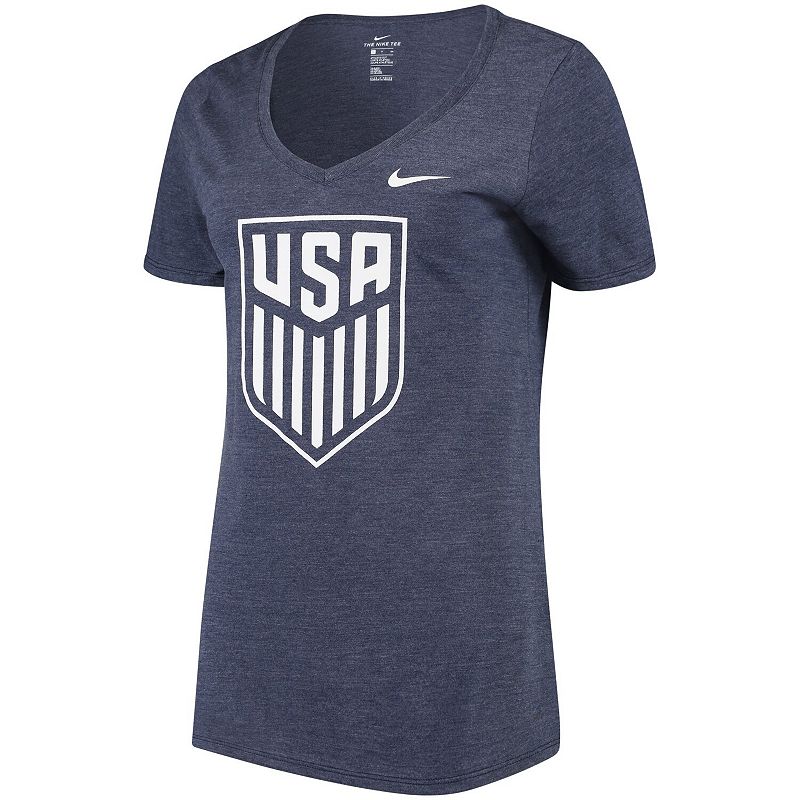 UPC 191182364650 product image for Women's Nike Heathered Navy US Soccer Tri-Blend Mid V-Neck T-Shirt, Size: Large, | upcitemdb.com