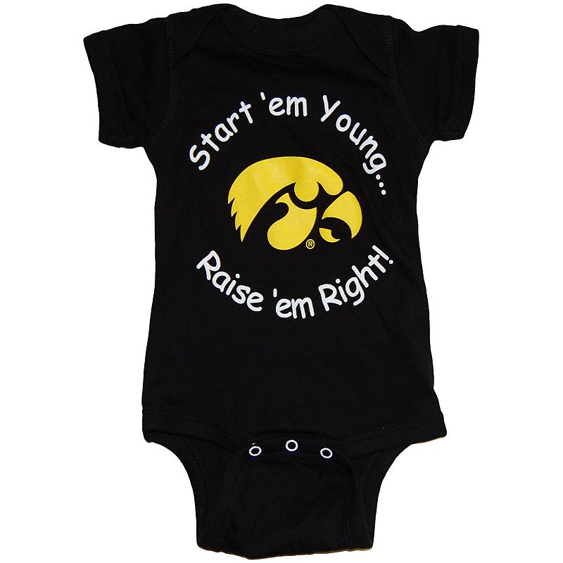 Infant Black Iowa Hawkeyes Start Em Young Bodysuit, Infant Unisex, Size: 18