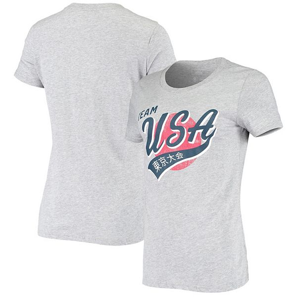 Women S Heathered Gray Team Usa Summer Olympics Road To Tokyo Tail Sweep T Shirt