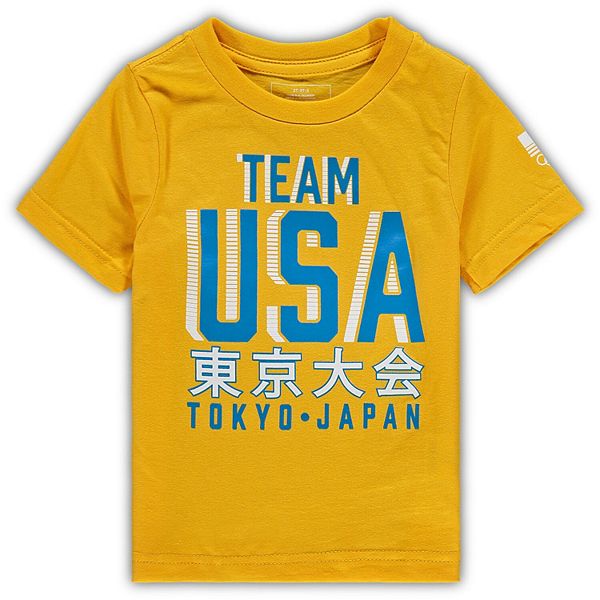 Preschool Toddler Yellow Team Usa Summer Olympics Tokyo Lining T Shirt