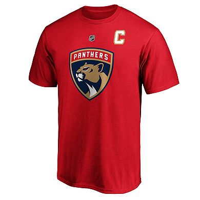 Men's Fanatics Branded Aleksander Barkov Red Florida Panthers Team Authentic Stack Name & Number T-Shirt