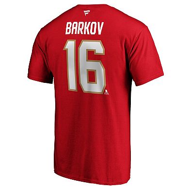 Men's Fanatics Branded Aleksander Barkov Red Florida Panthers Team Authentic Stack Name & Number T-Shirt