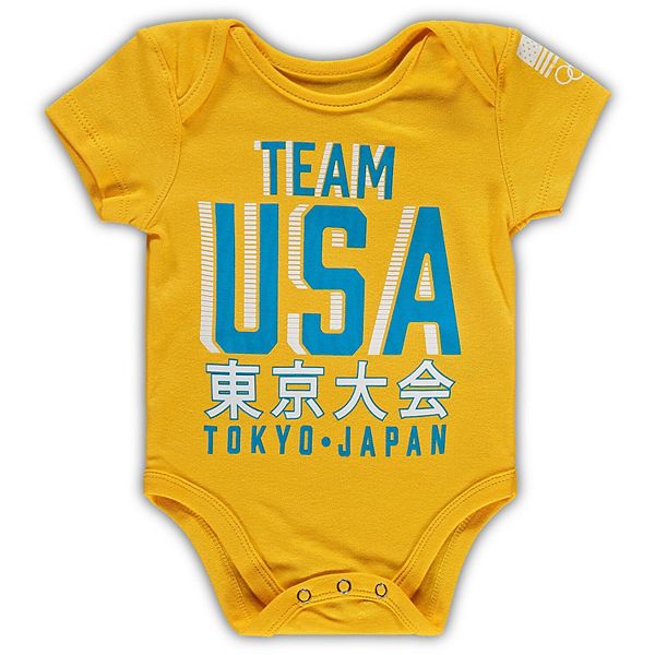 Newborn Infant Yellow Team Usa Summer Olympics Tokyo Lining Bodysuit