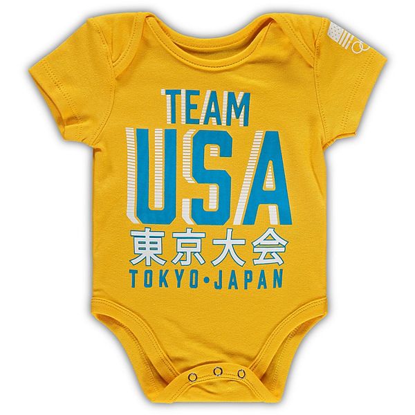 Newborn Infant Yellow Team Usa Summer Olympics Tokyo Lining Bodysuit