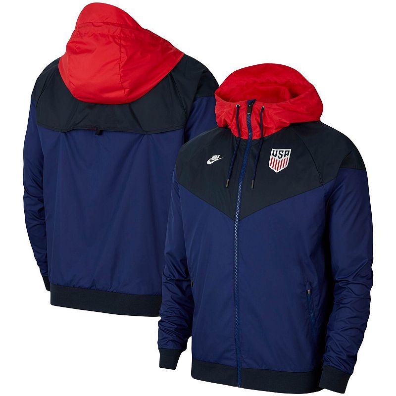 UPC 193654610616 product image for Men's Nike Navy US Soccer Windrunner Full-Zip Hoodie Jacket, Size: 2XL, Blue | upcitemdb.com