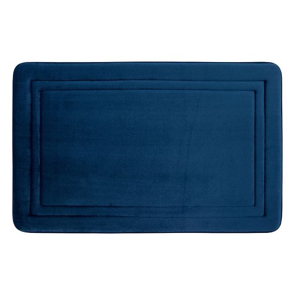 The Big One Border Memory Foam Bath Rug, Blue, 20x32