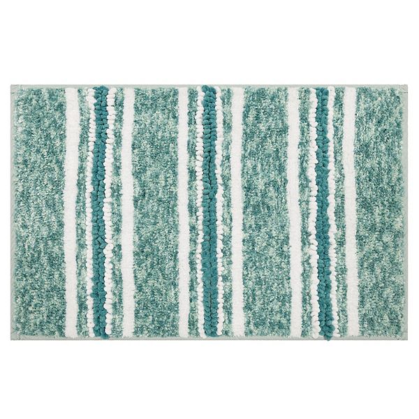 Unique Reversible Cotton Bath Rug - Striped and Solid Color