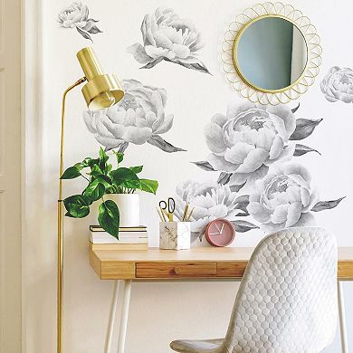 RoomMates Black Peonies Peel & Stick Giant Wall Decals