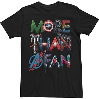 Big & Tall Marvel More Than A Fan Character Letter Text Word Stack Tee