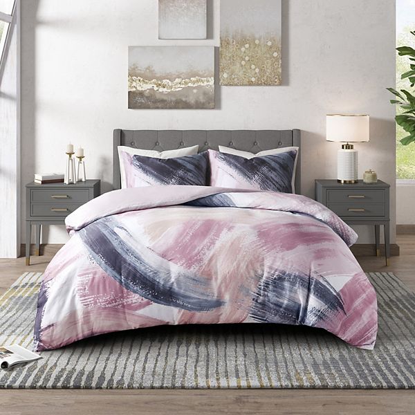 Cosmoliving By Cosmopolitan Andie, Peach And Grey Duvet Cover Set