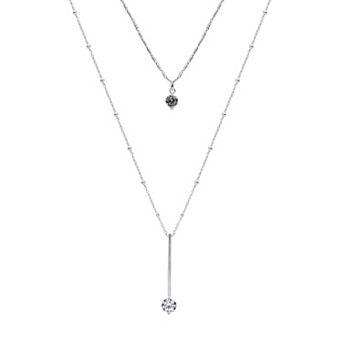 LC Lauren Conrad Silver Tone Cubic Zirconia Stick Pendant Necklace
