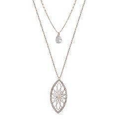 LC Lauren Conrad Rose Gold Tone Floral Double Drop Necklace
