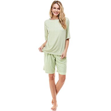Women's Croft & Barrow® Rib Bermuda Pajama Shorts & Pajama Tee Set