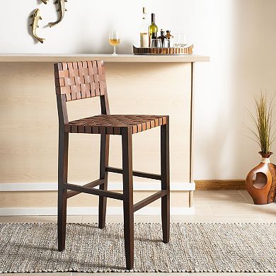 Safavieh Paxton Woven Leather Barstool