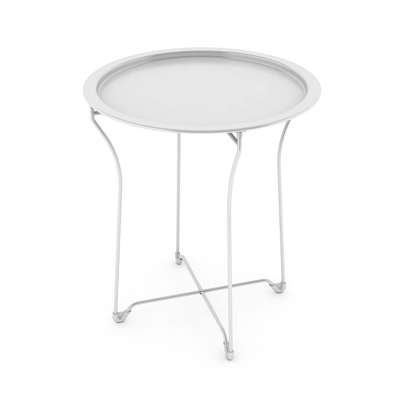 Atlantic Metal Round Tray Table, White