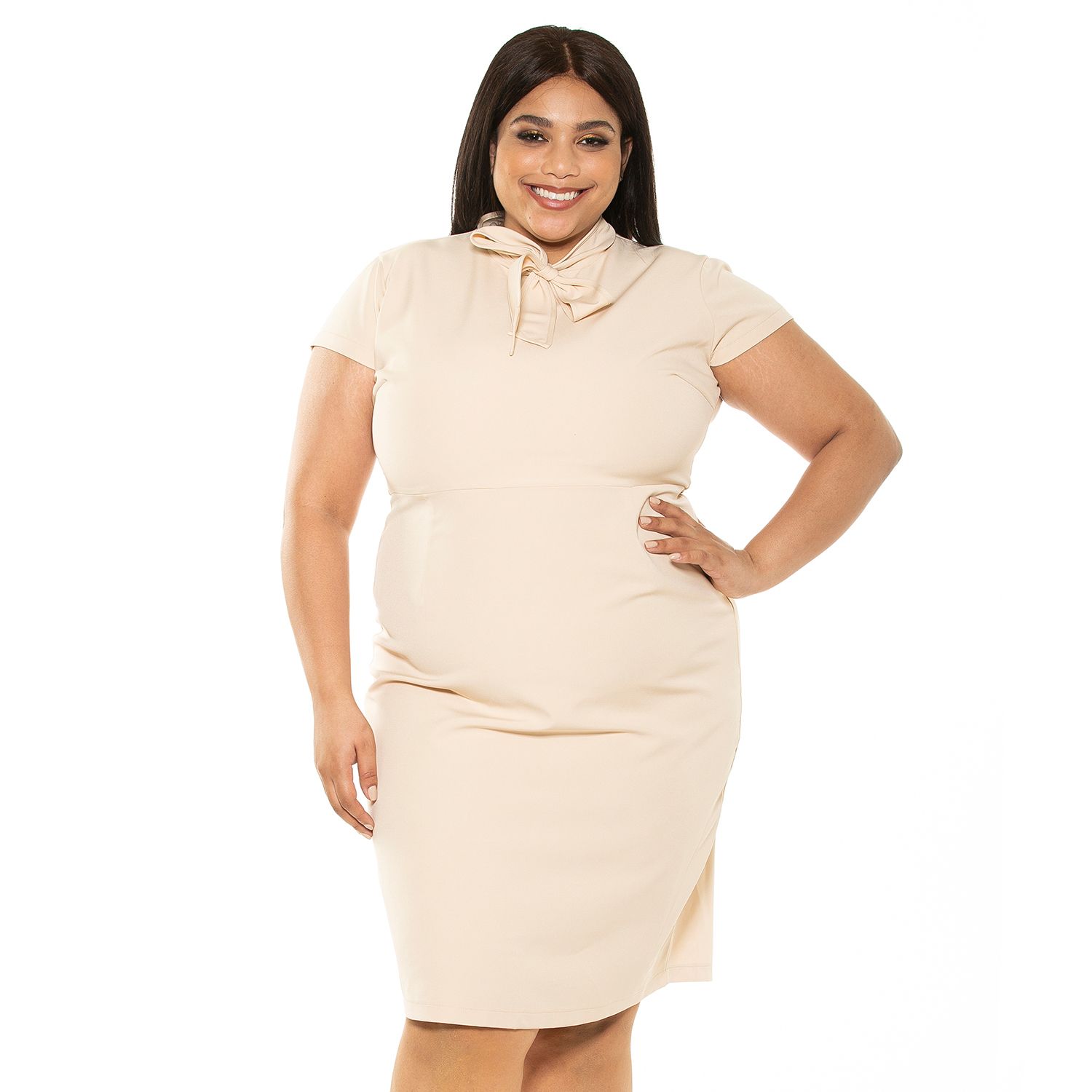 Plus Size ALEXIA ADMOR Carolina Tie-Neck Sheath Dress