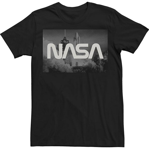 Big & Tall NASA Space Shuttle Blast Off Text Over Lay Tee