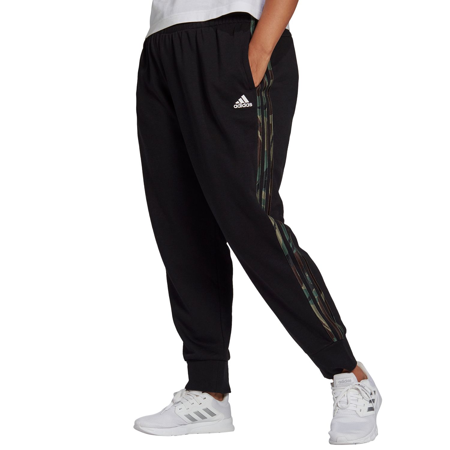 Plus Size adidas Camo-Stripe Jogger Pants