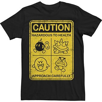 Big & Tall Nintendo Super Mario Bad Guys Caution Sign Tee
